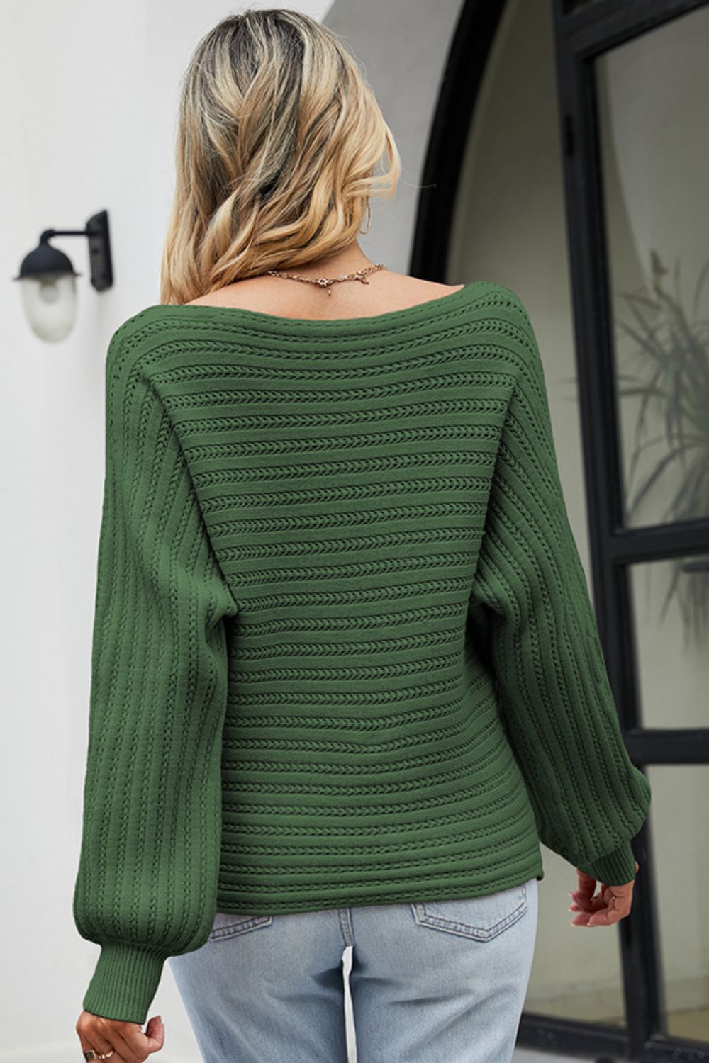 Womens Dolman Sleeve Openwork Vegan Friendly Sweater_10