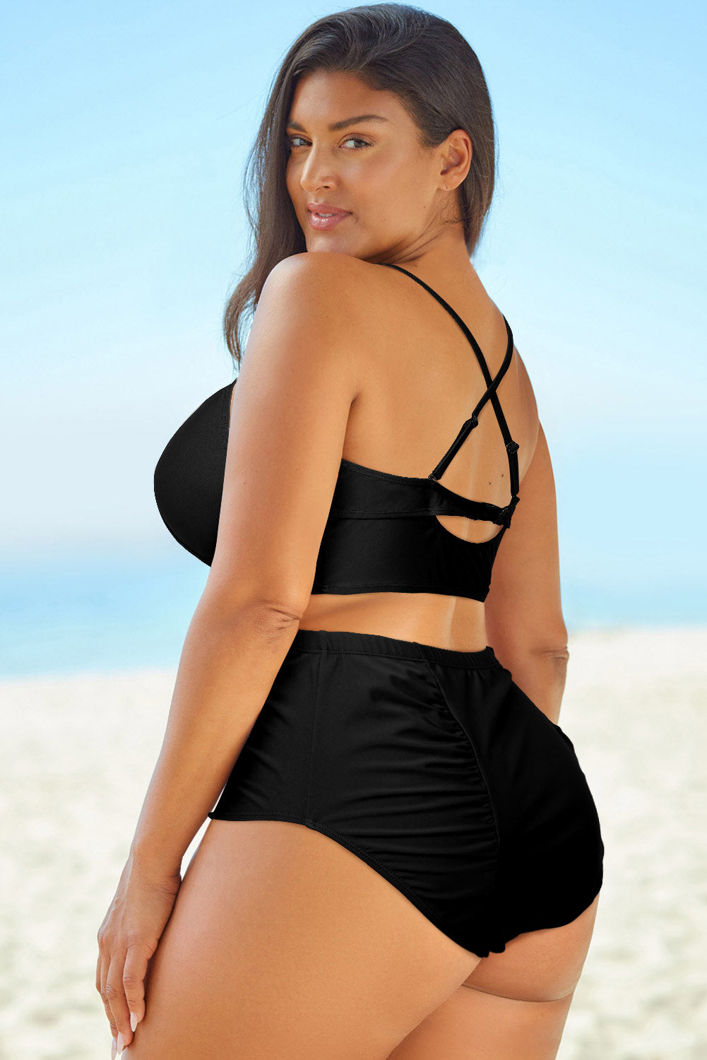 Halter Neck Crisscross Ruched Two-Piece Swimsuit_4