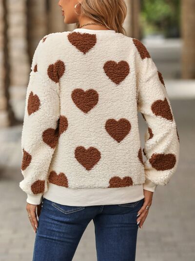 Heartfelt Comfort Fuzzy Dropped Shoulder Sweatshirt for women_2