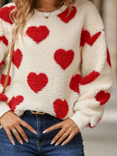 Heartfelt Comfort Fuzzy Dropped Shoulder Sweatshirt for women_8