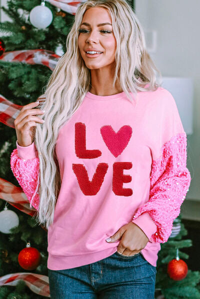 Sequin LOVE Dropped Shoulder Sweatshirt for Women_0