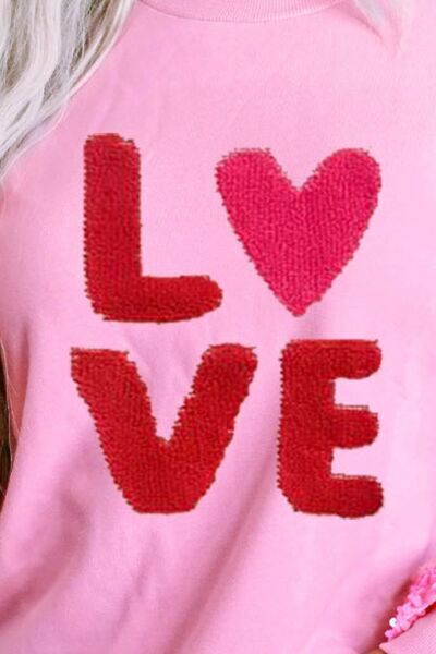 Sequin LOVE Dropped Shoulder Sweatshirt for Women_2