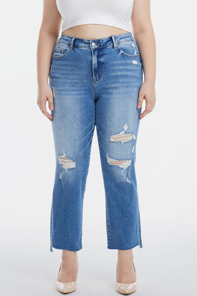 Plus Size Mid-Rise Distressed Ripped Straight Jeans_4