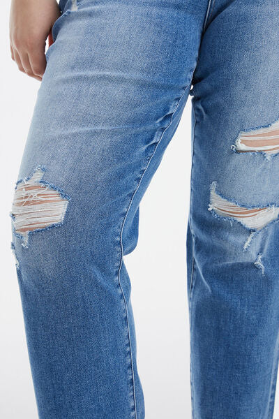 Plus Size Mid-Rise Distressed Ripped Straight Jeans_7