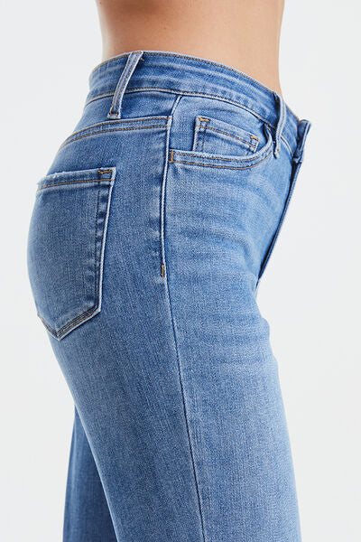 Plus Size Raw Hem High Waist Straight Jeans_1