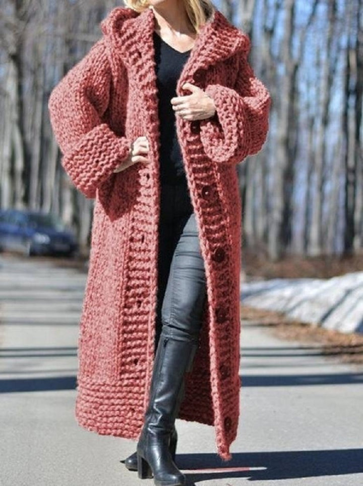 Pink Thick Long Knitted Cardigan Sweater- Bella Modal