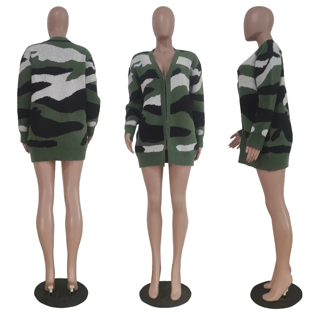 Women's Knitted Camouflage Sweater Coat_6