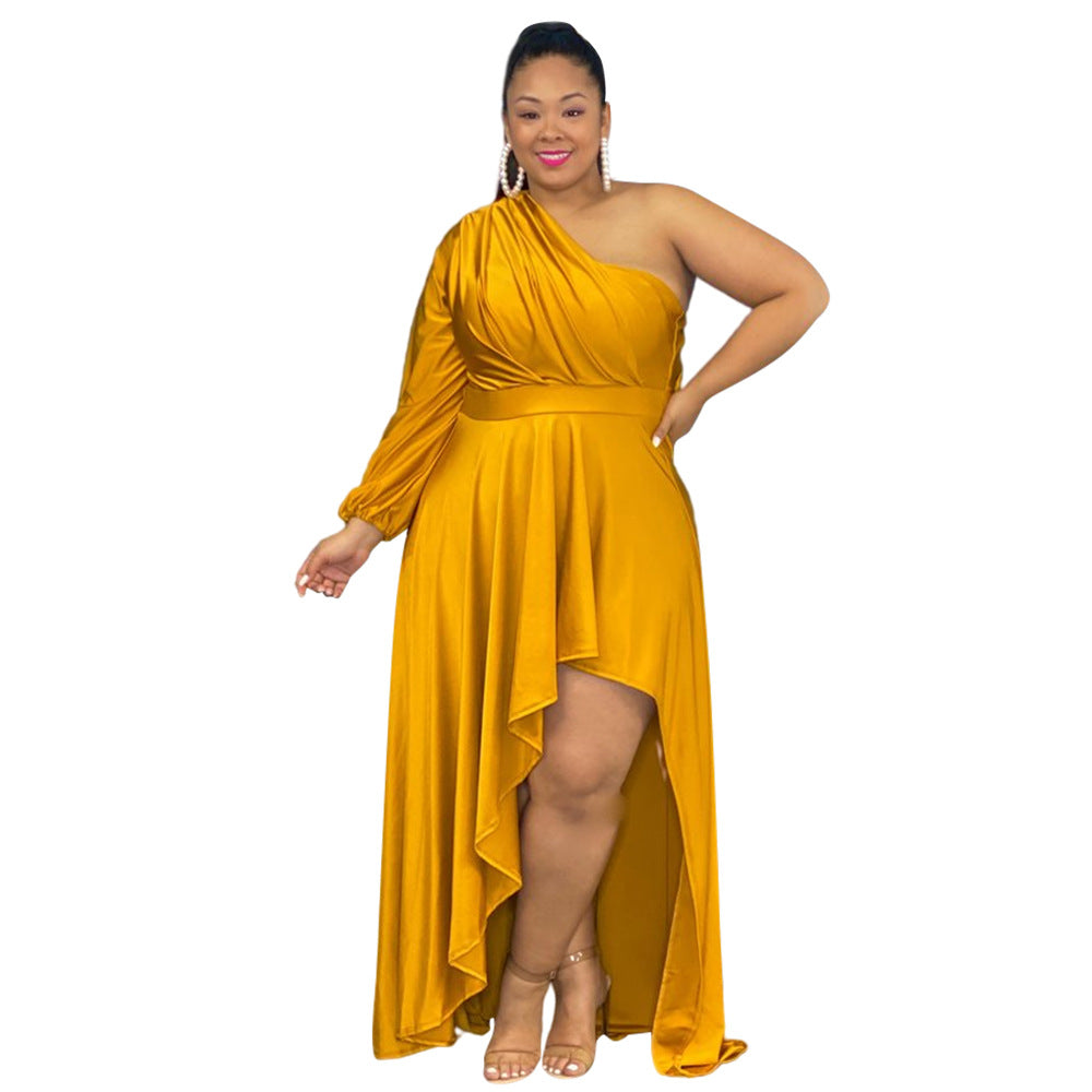 One-Sleeve Irregular Plus Size Dress for Women| Bella Modal_1