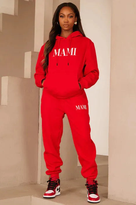 MAMI Printed Plush Sweater Set For Women|red|plus size  hoodie and jogger set|Bella Modal